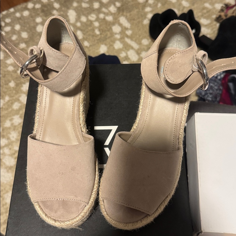 Marc Fisher Light Tan Wedge Sandals - Picture 2 of 8